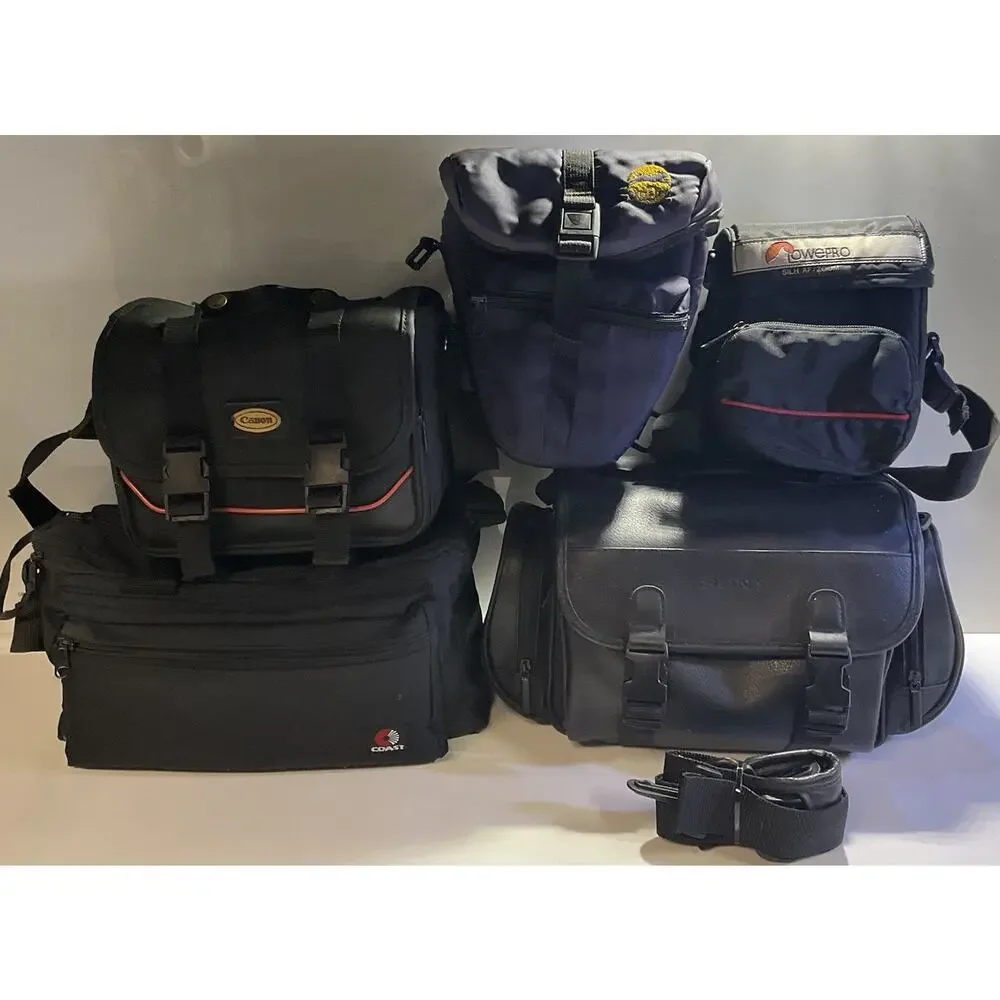Vintage Sony Camcorder Cases (lot of 5) Handycam 8mm Canon Lowepro Faux Leather